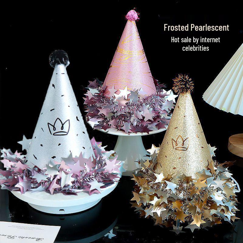 Creative Cartoon Pompom Birthday Hat for Selfies - For Adults & Babies