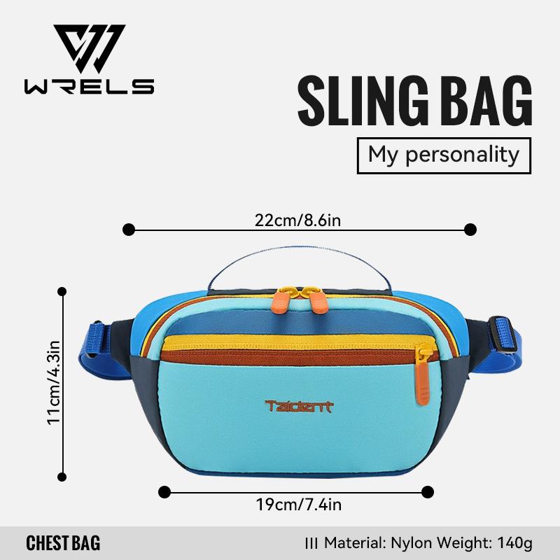 WRELS Crossbody Bag Lightweight Waterproof Multi-function Waist Pack Sports Outdoor Leisure Large-capacity Commuter Pack