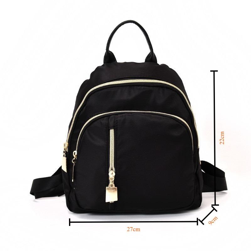 Female Backpack Large Capacity Anti-Theft Backpack Simple Black Bags For Women Girls Travel Rucksack Soft Nylon Shoulder Bag