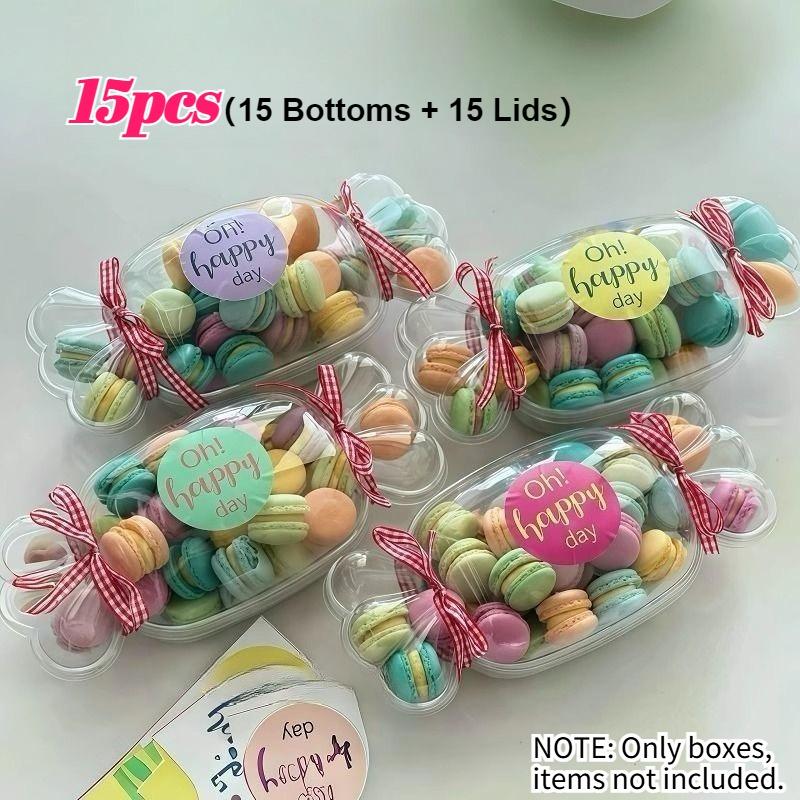 

15/30 Sets Party Cake Box Container Plastic Biscuit Box Desserts Fruit Salads Tiramisu Cake Box Packaging Gift Wedding Guest Kid 22x9.5CM