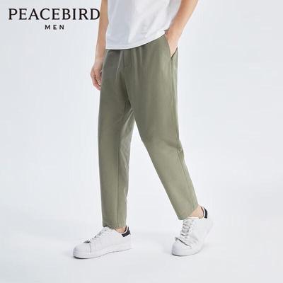 Peacebird Men's Seersucker Tapered Cropped Casual Pants
