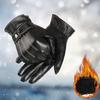 Men Warm Autumn Leather Gloves Motorcycle Windproof Screen Full Finger Gloves Mittens Gloves