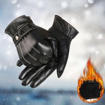 Gants Moto Cuir Automne Chaud Thermique Coupe-vent Mitaines Gants Doigts Entiers Gants Écran