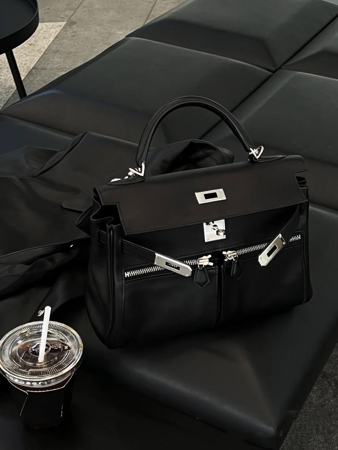 

2025 Нова сумка Lakis 28 з широким плечовим ременем з коров ячої шкіри верхнього шару, шкіряна жіноча сумка з подвійною кишенею, ручна сумка, сумка на плече 28cm чорний