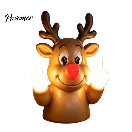 Humorvolle Weihnachtsfeier Dekoration Mittelfinger Licht, Frecher Weihnachtsmann Rentier Gebende Lampe mit LED Skurrile Geschenke für Kollegen Warmes Leuchten,