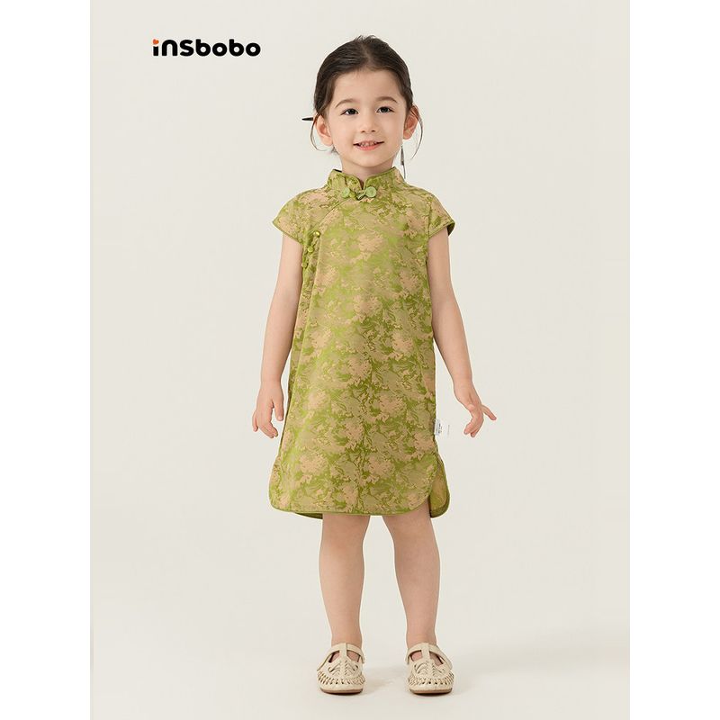 Insbobo Girls' Dress, Baby Girl's Dress, Summer New Style Children's Cheongsam Dress, Chinese Style Baby Clothing, Summer