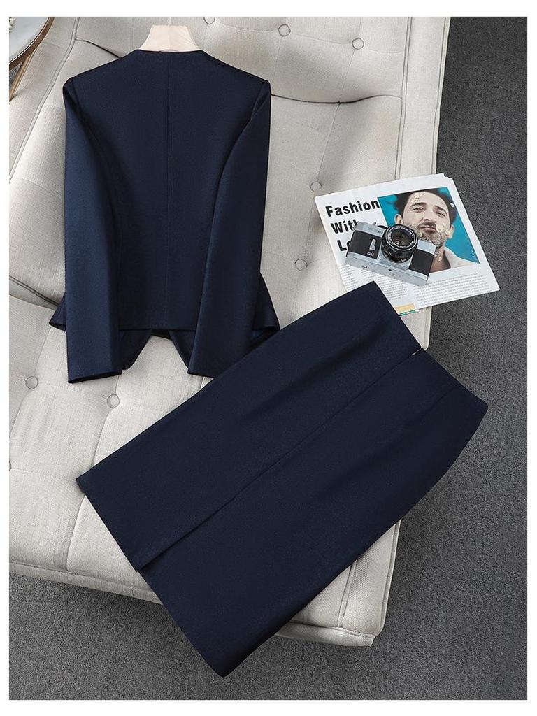 Elegant Navy Blue Women's Suit Set - Autumn 2025 High-end Professional Salon Attire