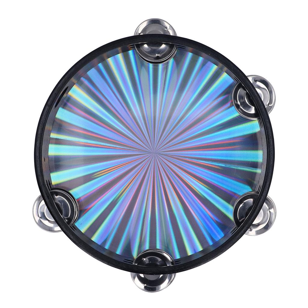 Radiant Tambourine Reflective Clear Crisp Sound Double Row Bell Drum Hand Percussion Instrument 8 Inch