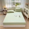 100% Cotton Solid Color Fitted Bed Sheet Set - 3 Pieces, Single/Double Size, Pure Cotton for Home or Dorm.