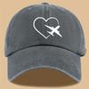 Heart & Plane Print Hip-Hop Dad Hat Adjustable Washable Baseball Cap Outdoor Adventure Cycling Sun Protection Hat