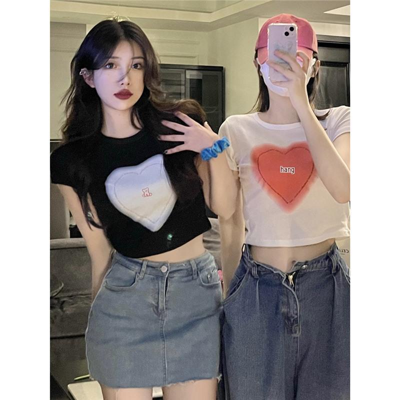 

Women s Trendy 2023 Summer Sweet & Spicy Cropped High-Waist Short-Sleeve T-Shirt L