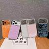 iPhone 17 Pro Max Marble Shell Pattern Phone Case with Rhinestone Lens Trim