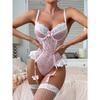 Sexy Pure Desire Hollow Lace Strap Bodysuit Lingerie Set