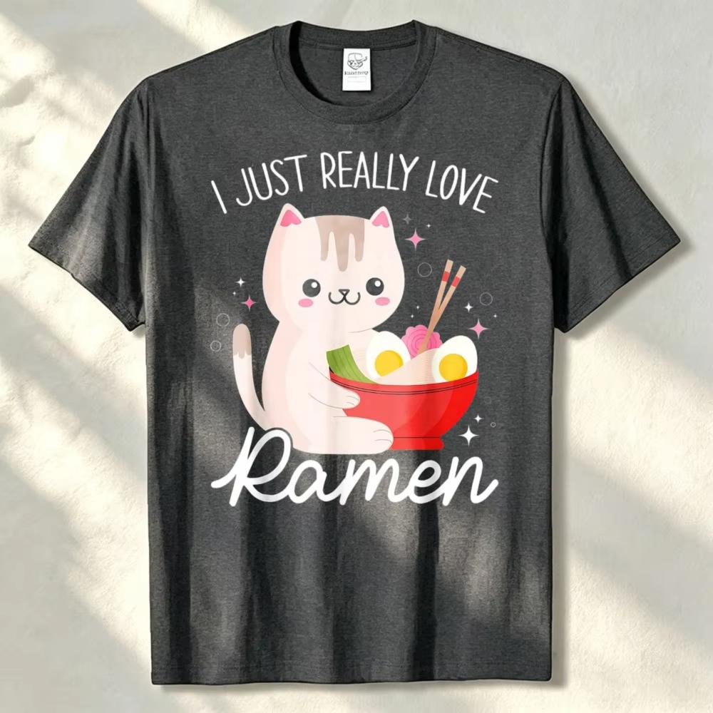 I Just Really Love Raunisex Cat Anime Kawaii Otaku Clothing TShirt Vintage Clothes Funny Outdoors High Quality Cotton ShortSleev
