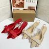 Fashion Elegant Closed Bow Women's Slingback Pumps with Thin Heel and Pointed Toe for Formal Work Party In Black High Heels