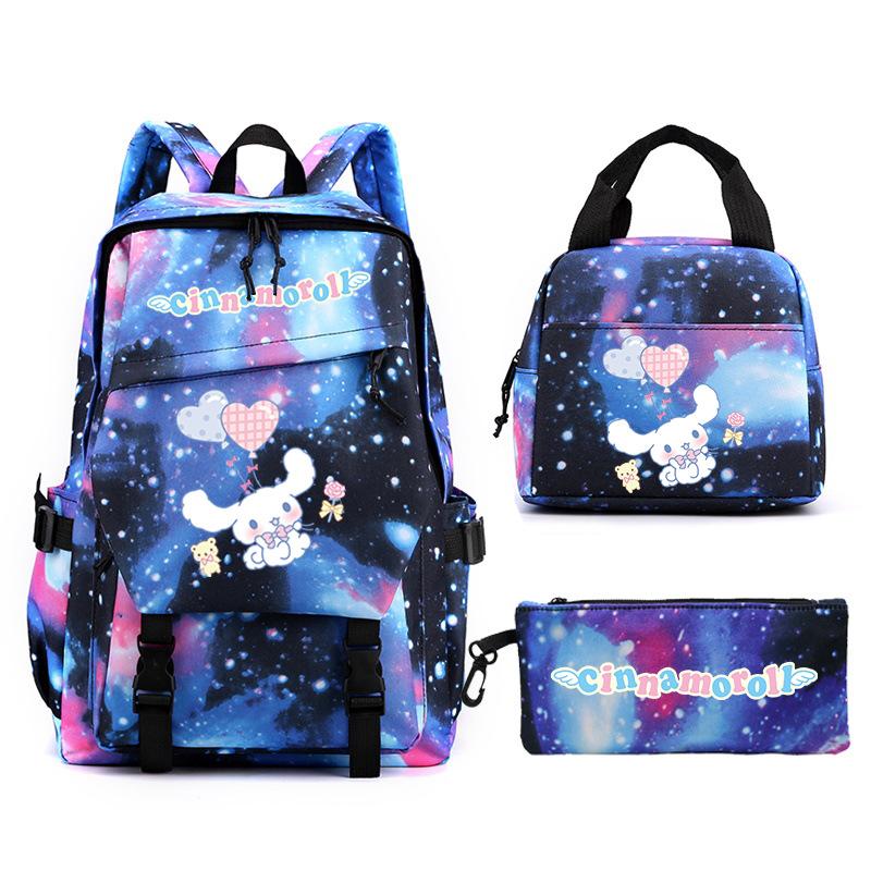 Cartoon Puppy Printed Schoolbag Set Backpack + Lunch Bag + Pencil Case Three-Piece Set