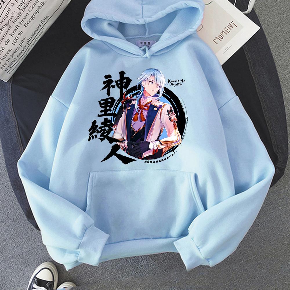 Genshin Impact Hoodie Kamisato Ayato Sweatshirts Women Clothes Unisex Couple Tops Graphic Print Pullovers Girls Plus Size Hoody