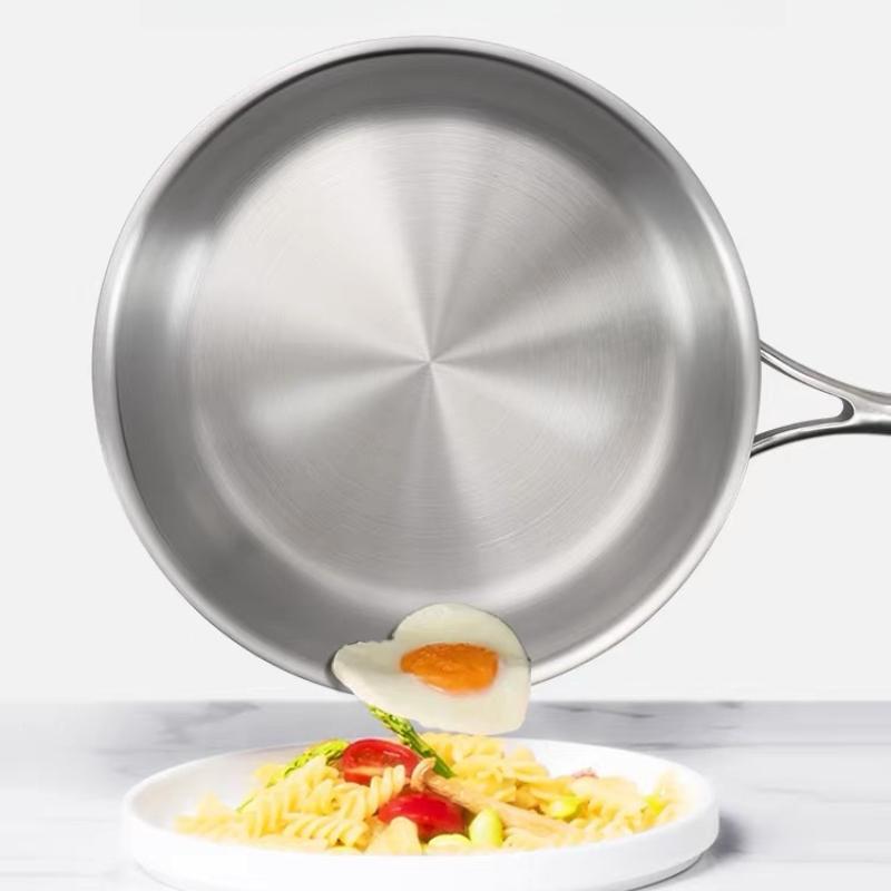 Stainless Steel Frying Pan, NonStick Pan Fried Steak Pot  Uncoated Kitchen Cookware For Gas Stove and Induction Cooker