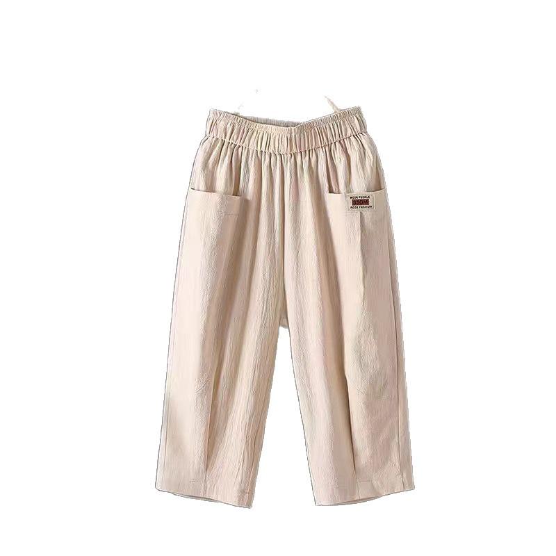 Women's Plus Size Cotton Linen Capri Pants - Elastic Waist, Loose Fit, Small Leg, Versatile Casual Summer Harem Style