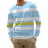 Men's Fashion Casual Stripe Printed Long Sleeve O-Neck Shirts Tops Blouse