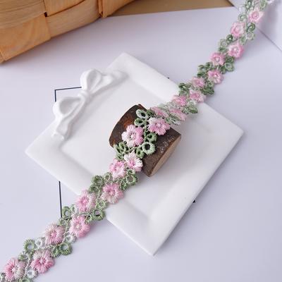 10Meters Pink Lace Trim Crafts Flower Embroidered Applique For Party Dress Decoration Collars Sewing DIY Ribbon Fabric 2cm Wide