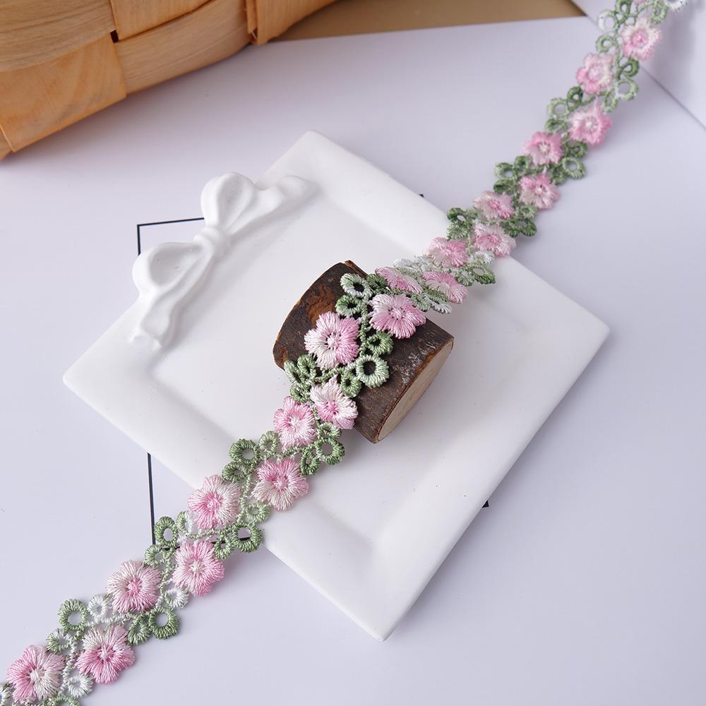 10Meters Pink Lace Trim Crafts Flower Embroidered Applique For Party Dress Decoration Collars Sewing DIY Ribbon Fabric 2cm Wide