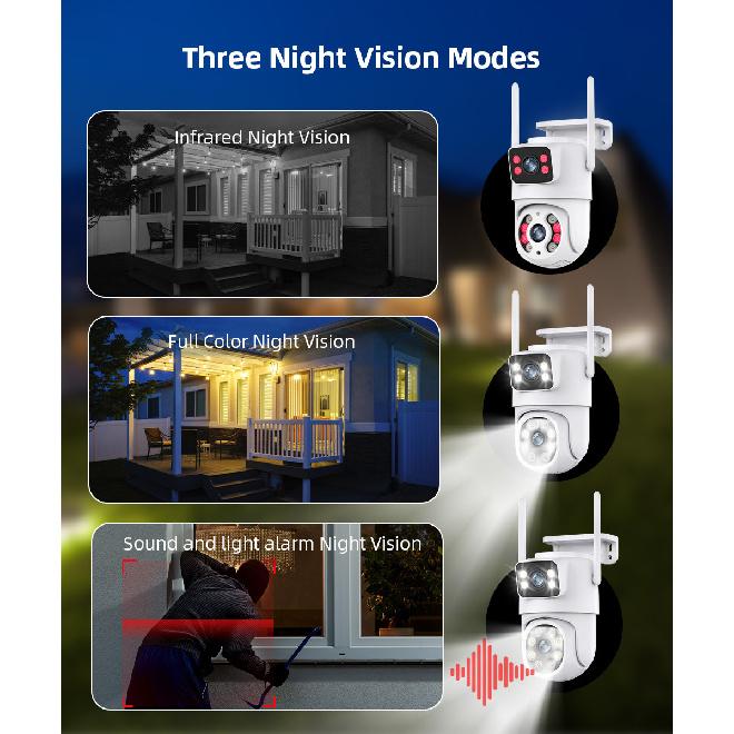 8MP V380 Pro Outdoor Waterproof CCTV Camera WIFI Wireless Dual Lens with Dual Screen Night Vision