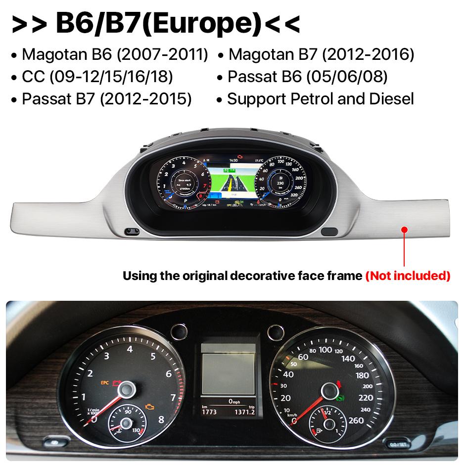 10.25” Digital Dashboard Panel Virtual Instrument Cluster CockPit LCD Speedometer Monitor For VW Magotan Passat B6/B7 2007-2016