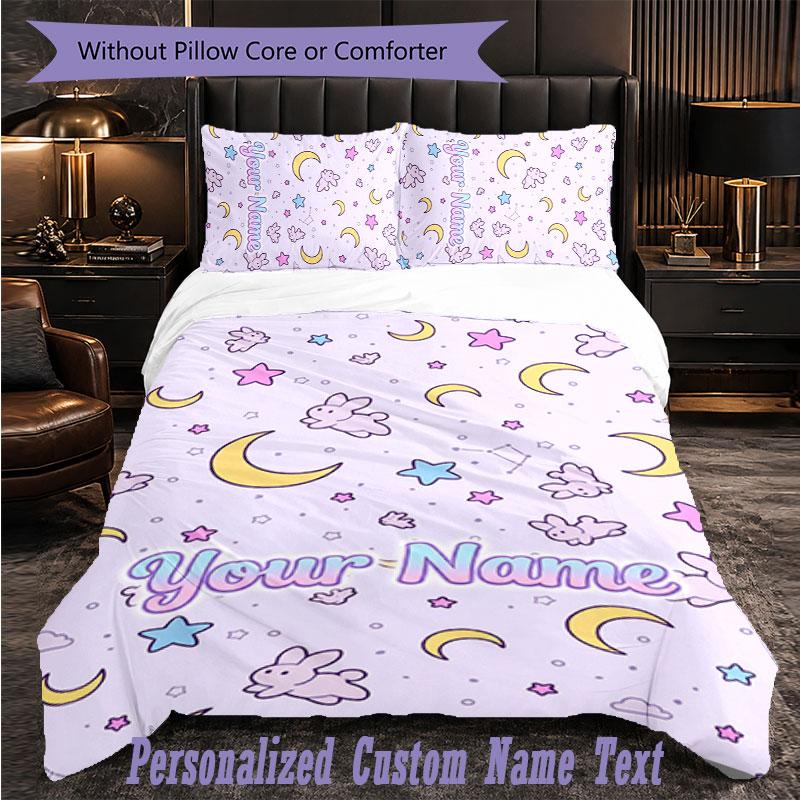 Personalized 3Pcs Bedding SetSailor Moon Custom Text Duvet Cover Pillowcase Set Bedroom Gift
