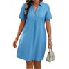 Women's Fashionable Print Round Neck Loose Short Sleeved Pocket Pullover Dress