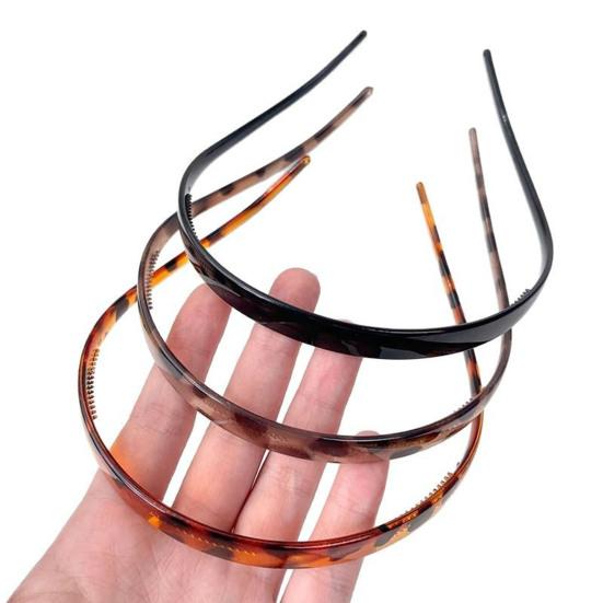 Headband Leopard Print Resin Headband with Anti-Slip Teeth Retro Tortoise Shell
