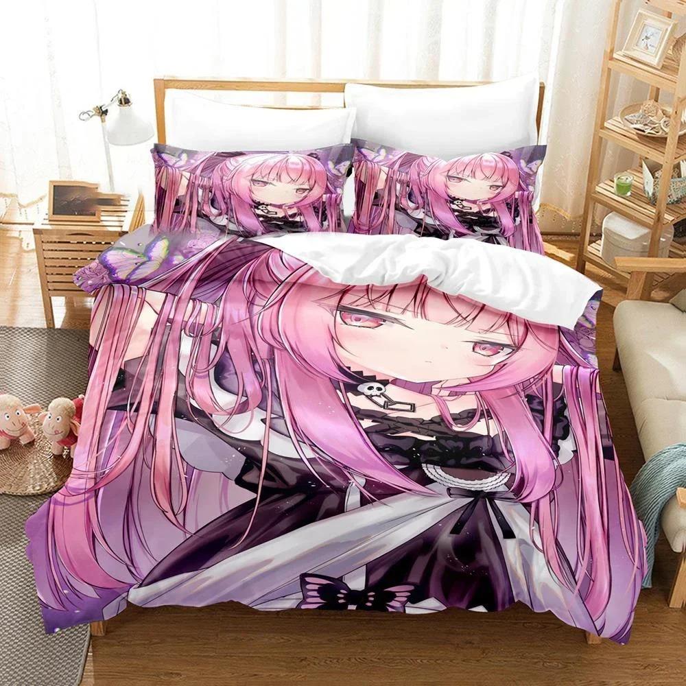 Comforter 3D Print Uruha Rushia Hololive Butterfly Girl Bedding Set Bedroom Soft Modern S Comefortable