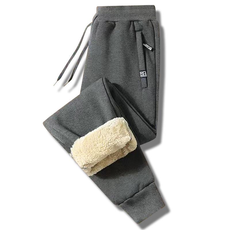 Men's Fleece-Lined Lambswool Winter Pants, Elastic Waist, Plus Size, Warm & Thickened, Casual Sport Style.