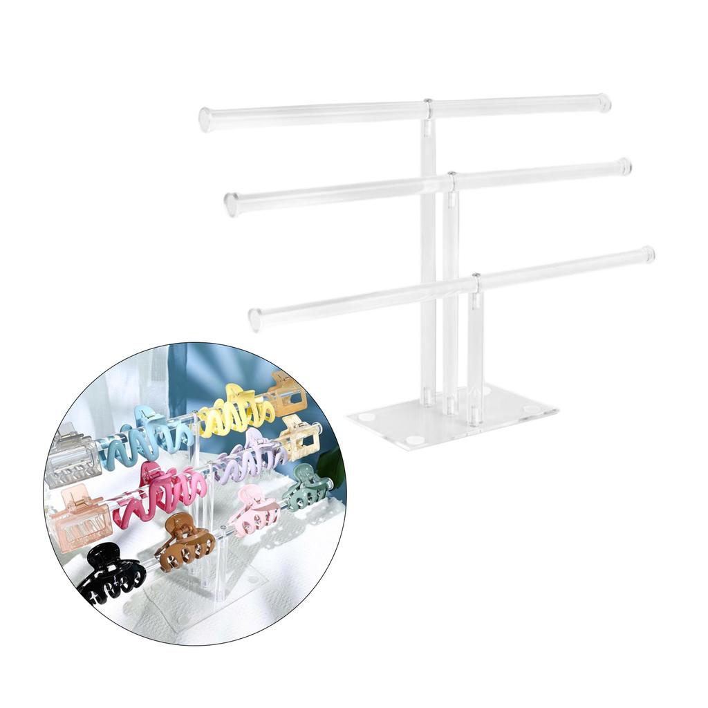Stylish Acrylic Claw Clip Storage Stand 3 Tiers Transparent Rack for Displaying Hair Accessories Bedrooms Supplies