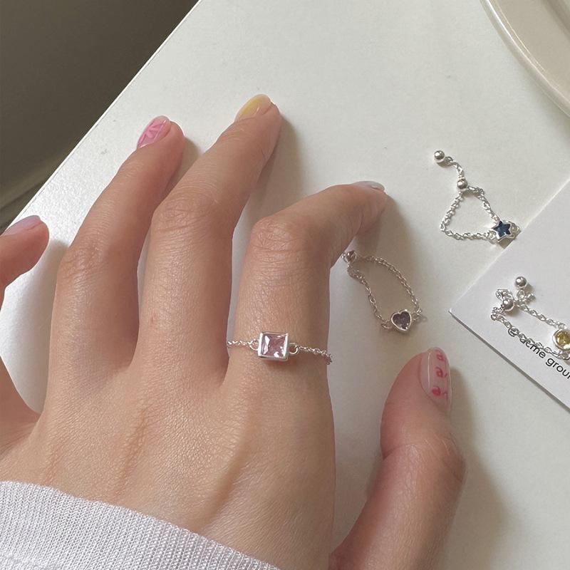 VENTFILLE CopperChain Colour Zircon Ring for Women Girl Gift Design Versatile Ins Jewelry Dropshipping
