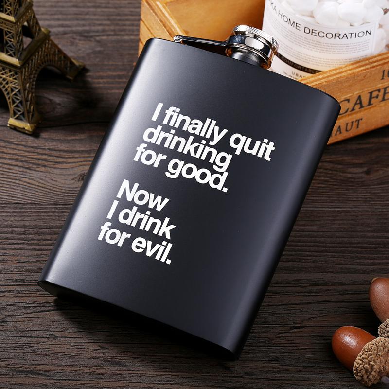 8 OZ Ounces Black Matte Metal Gift Stainless Steel Hip Flask Flagon Alcohol Bottle Whisky Vodka Laser Engraved LOGO Custom Made
