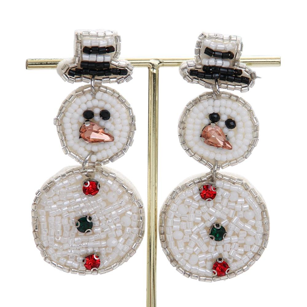 Xmas Handmade Beaded Ear Drop Sweater Boots Ear Stud Vintage Merry Christmas Earrings  New Year