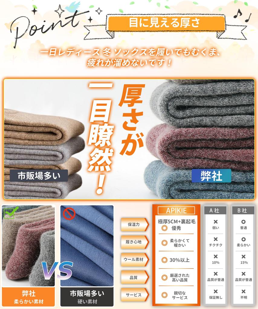 Winter Constant Temperature Thick Pile Wool Thick Perfect for and Set Light and [APIKIE] Women's Socks, Ultra-Warm 38°C Storage, Lining, 30%