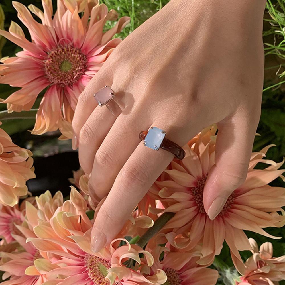 Jewelry Retro Girls Irregular Rhinestone Women Finger Ring Transparent Resin Rings Geometric