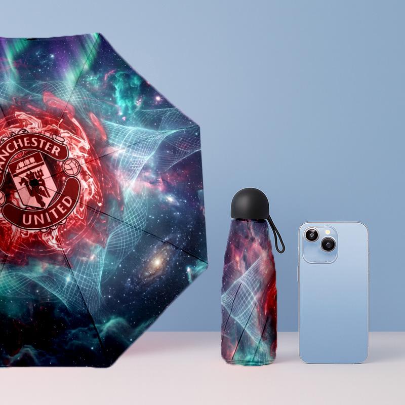 Manchester United Pattern Printed Mini 5 Folds 8 Ribs Compact Umbrella Windproof Waterproof Lightweight Portable Folding