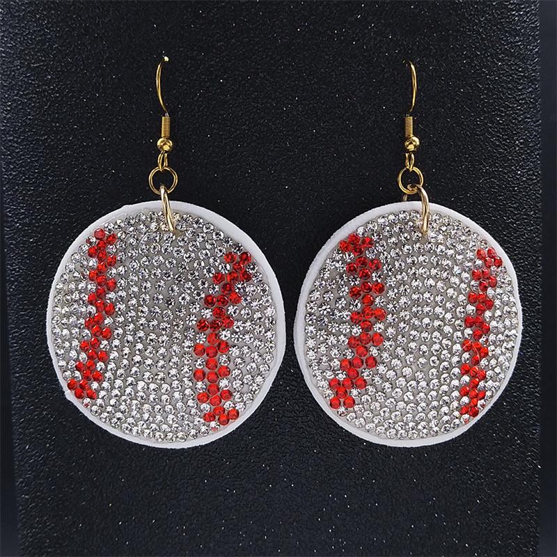 Cute Rugby Tennis Balls Soccer Football Basketball Stud Earring Rhinestone American Crystal Football Earrings for Women Jewelry