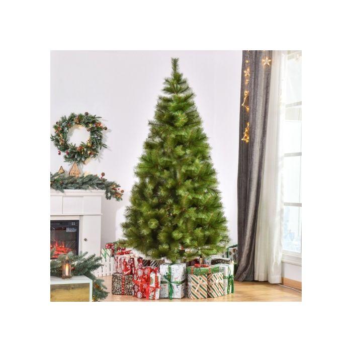 Sapin De Noël Artificiel HOMCOM 210 Cm Avec 505 Branches Et Support Métallique Adapté À Une Utilisation En Intérieur
