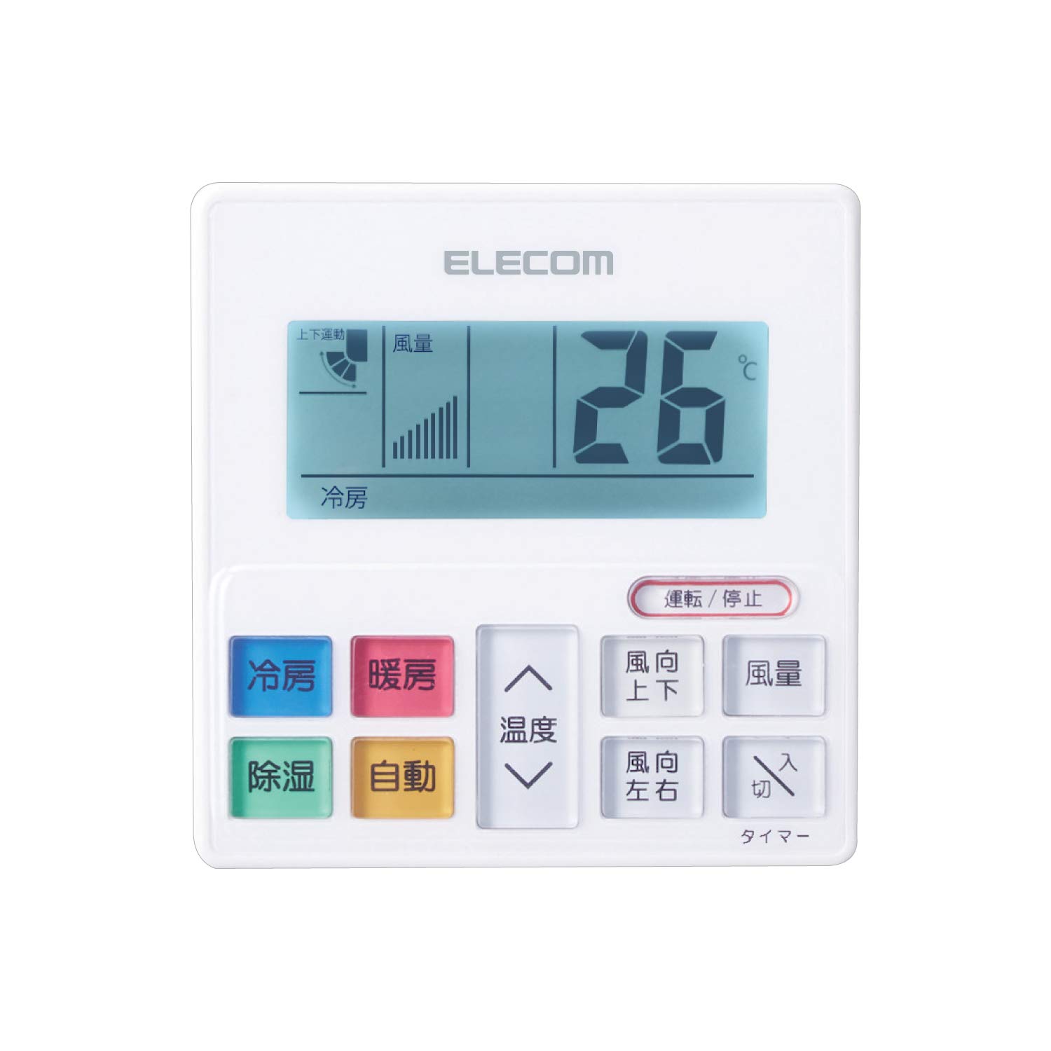 

ELECOM Air Conditioner Remote Control, Universal, Compatible with 10 Manufacturers, Wall-Mounted Model, White, ERC-AC01WWH-MU