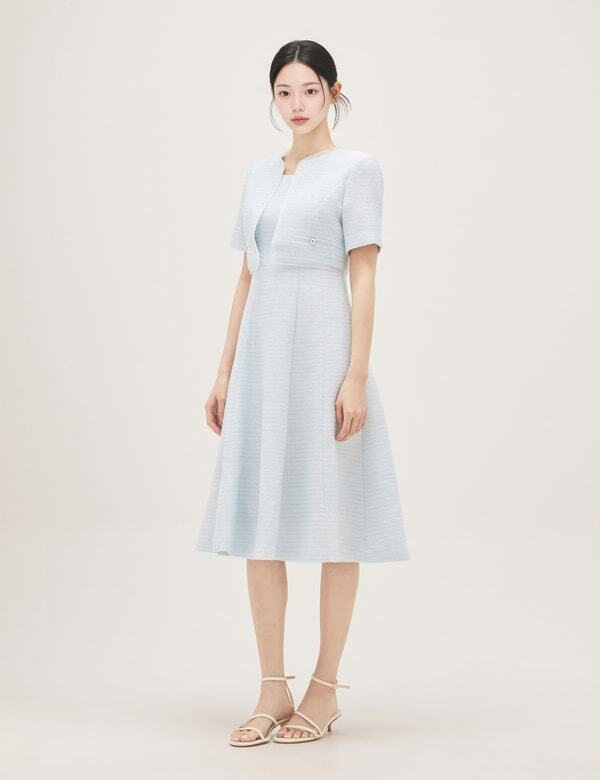 Roem Jacket-Style 2-In-1 Tweed Long Dress Rmowg26St3