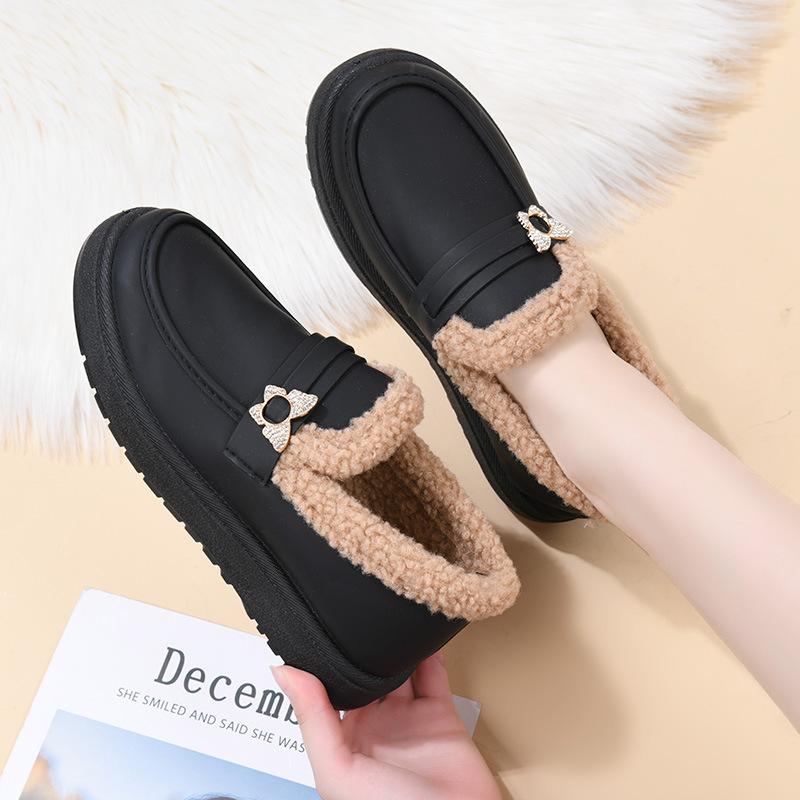 Processing customized cotton shoes women's new winter velvet thickened warm fashionable and comfortable cotton boots women's one-pedal mother shoes