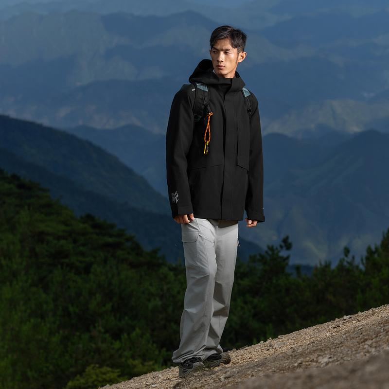 Li Ning Outdoor CF Suo Wan Long Jia Veste Casual à Capuche Ample Coupe-Vent Chaude Résistante à l'Eau Unisexe AEMV059-3