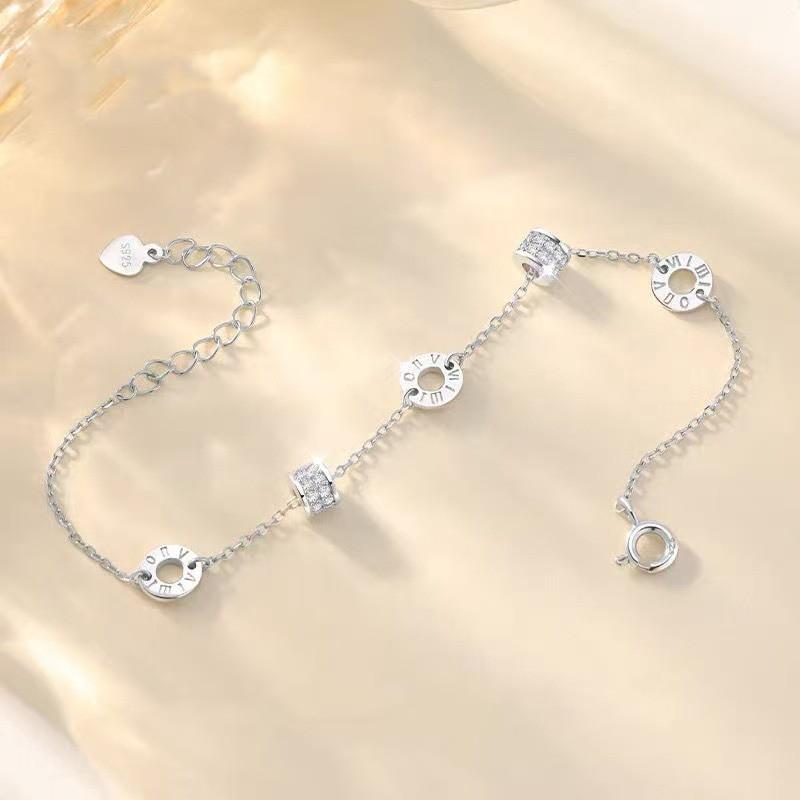 Sterling Roman Numeral Waist-Shaped Bracelet Women Rose Gold Minimalist Elegant Daily Wear