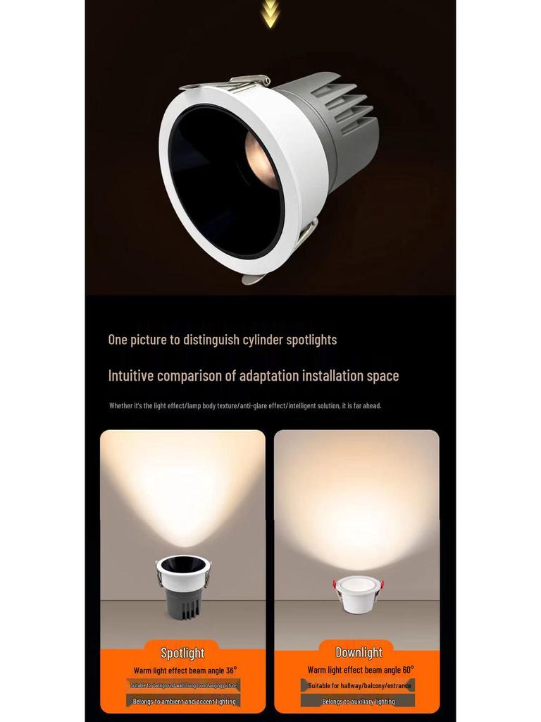 Full Spectrum Smart Anti-Glare Recessed LED Spotlight for Home & Living Spaces