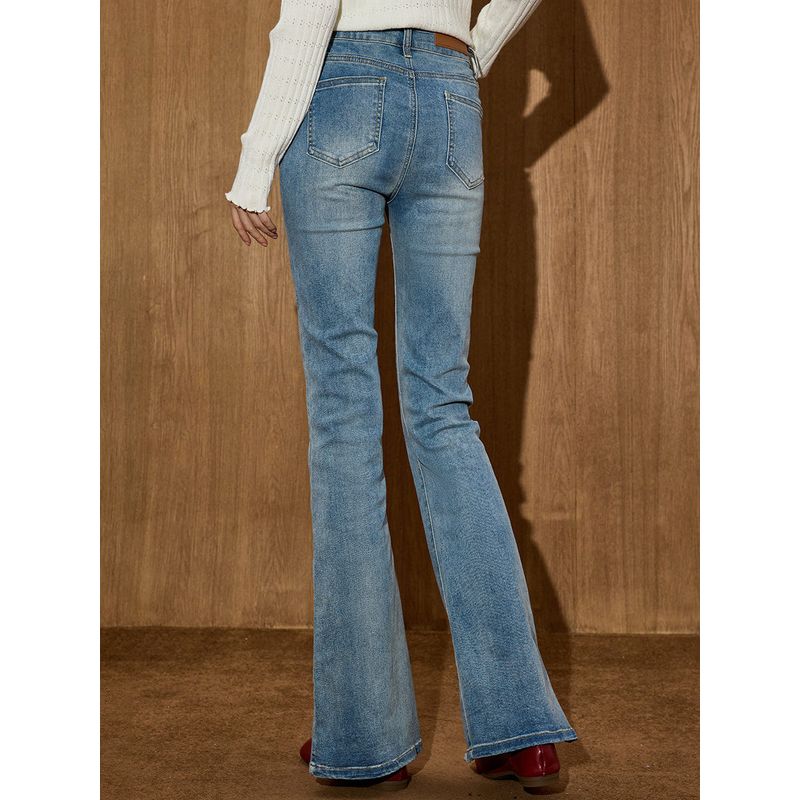 Coolhut2025 Autumn and Winter New Women's Fashion Versatile Slimming Slit Bootcut Jeans Women's Flared Jeans