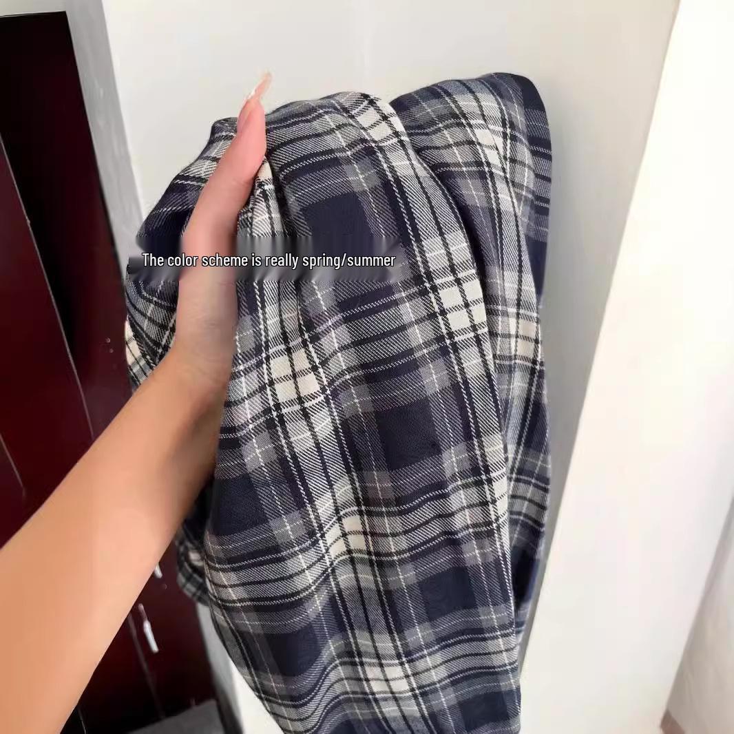 

Women s Loose Retro Korean Plaid Shirt - Summer Casual Trendy Top XL синий
